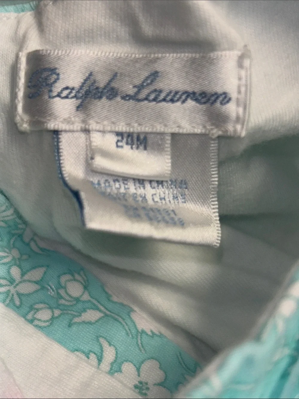 Ralph Lauren Aqua Floral Ruffle Sundress, sz 24mo
